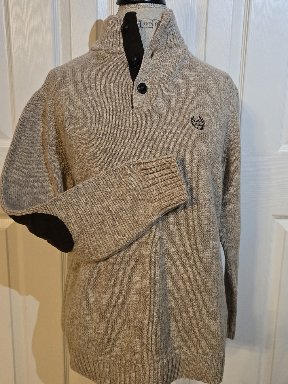 Chaps Men's Beige Zip-Up Shawl Collar Sweater